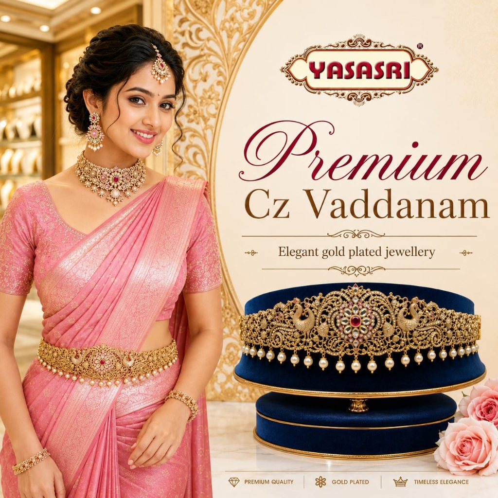 Yasasri Premium CZ Vaddanam Gold Plated Jewellery