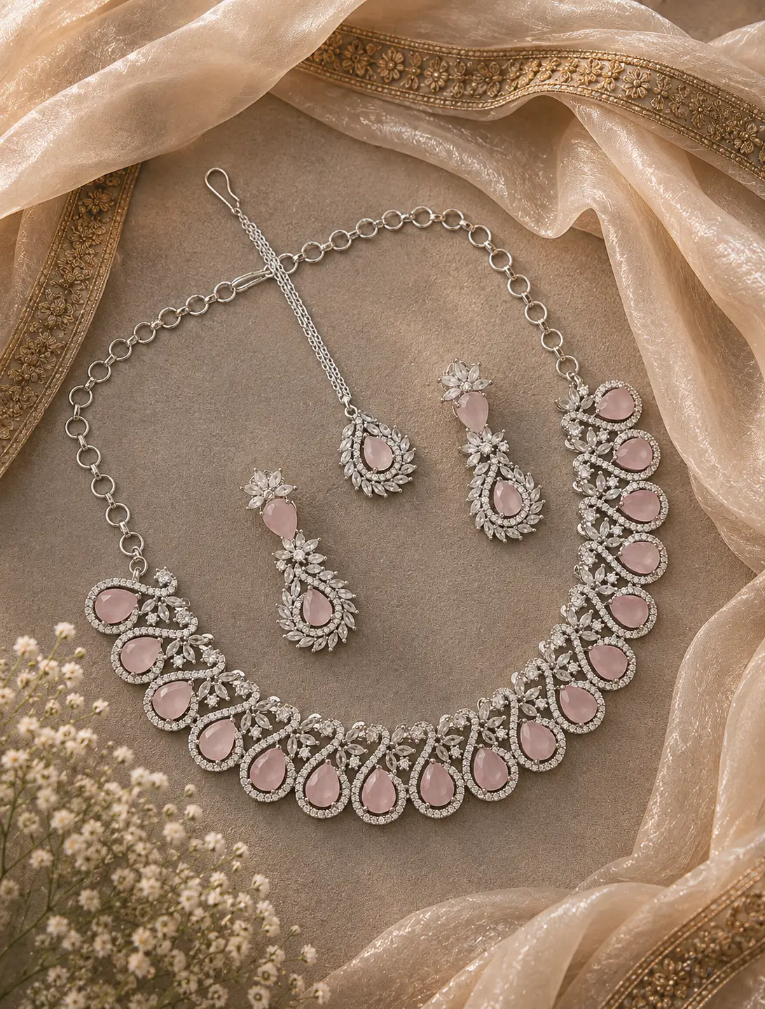 CZ Rhodium Necklace 0005