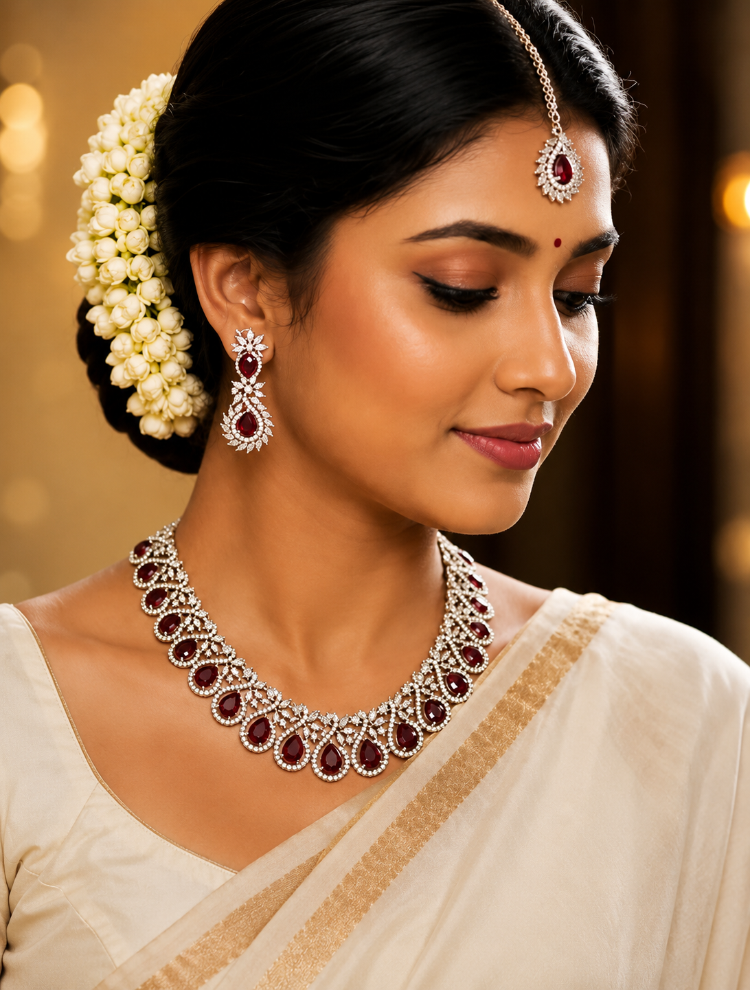 CZ Rhodium Necklace 0005