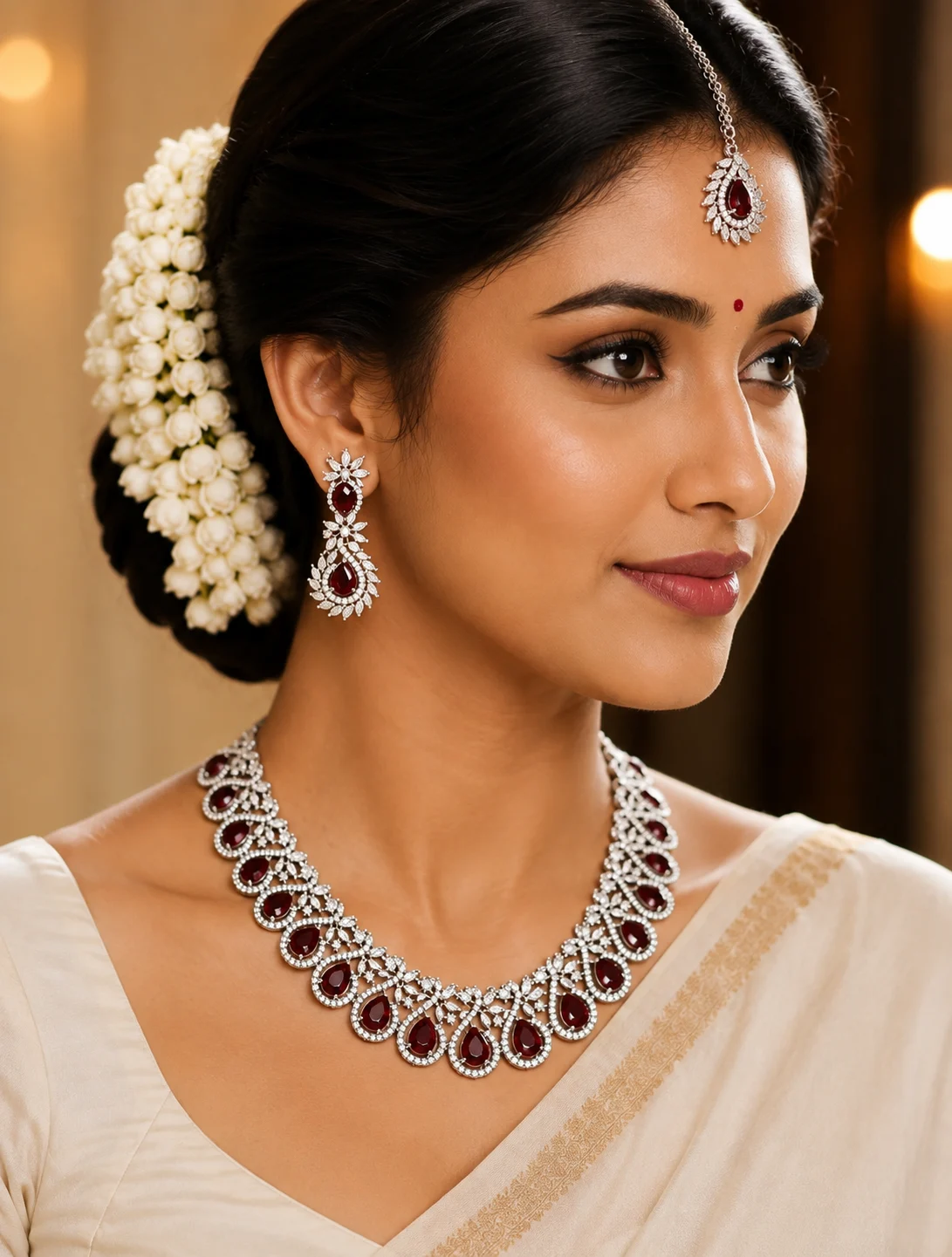 CZ Rhodium Necklace 0005