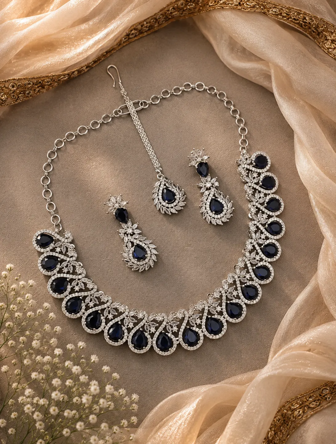 CZ Rhodium Necklace 0005