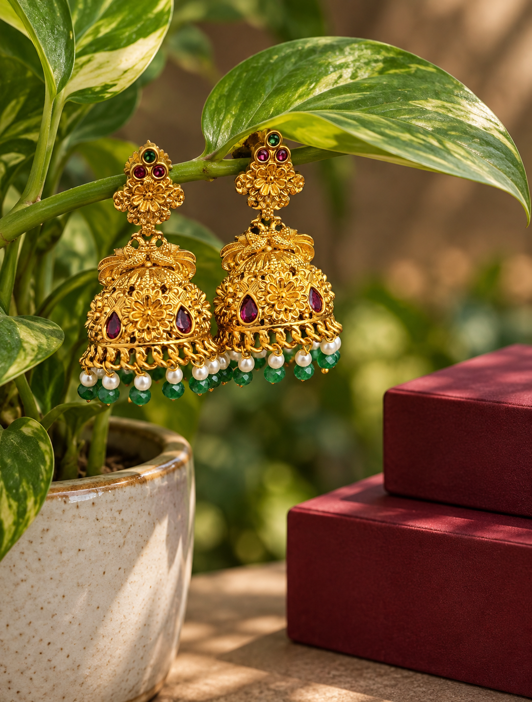 CZ Stone Jhumkas 0010