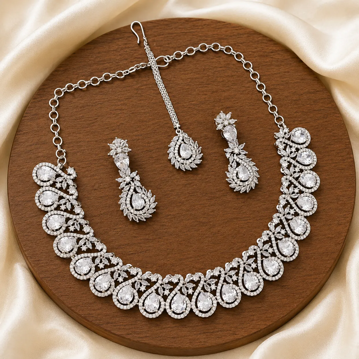 CZ Rhodium Necklace 0005