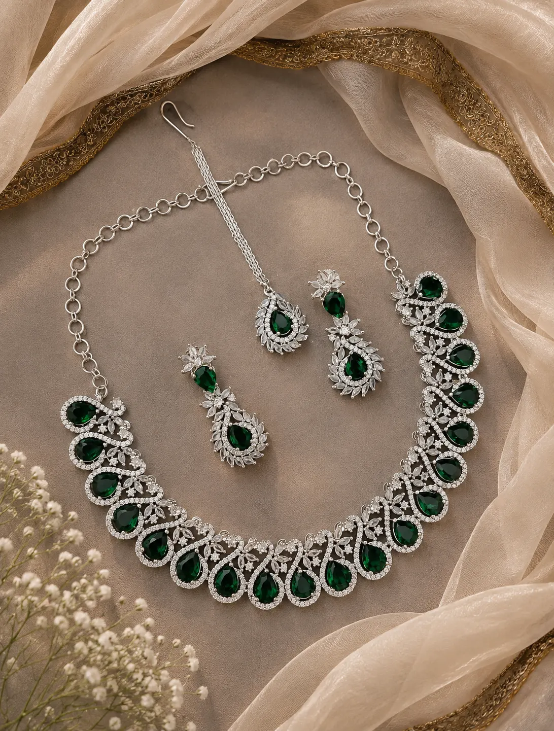 CZ Rhodium Necklace 0005