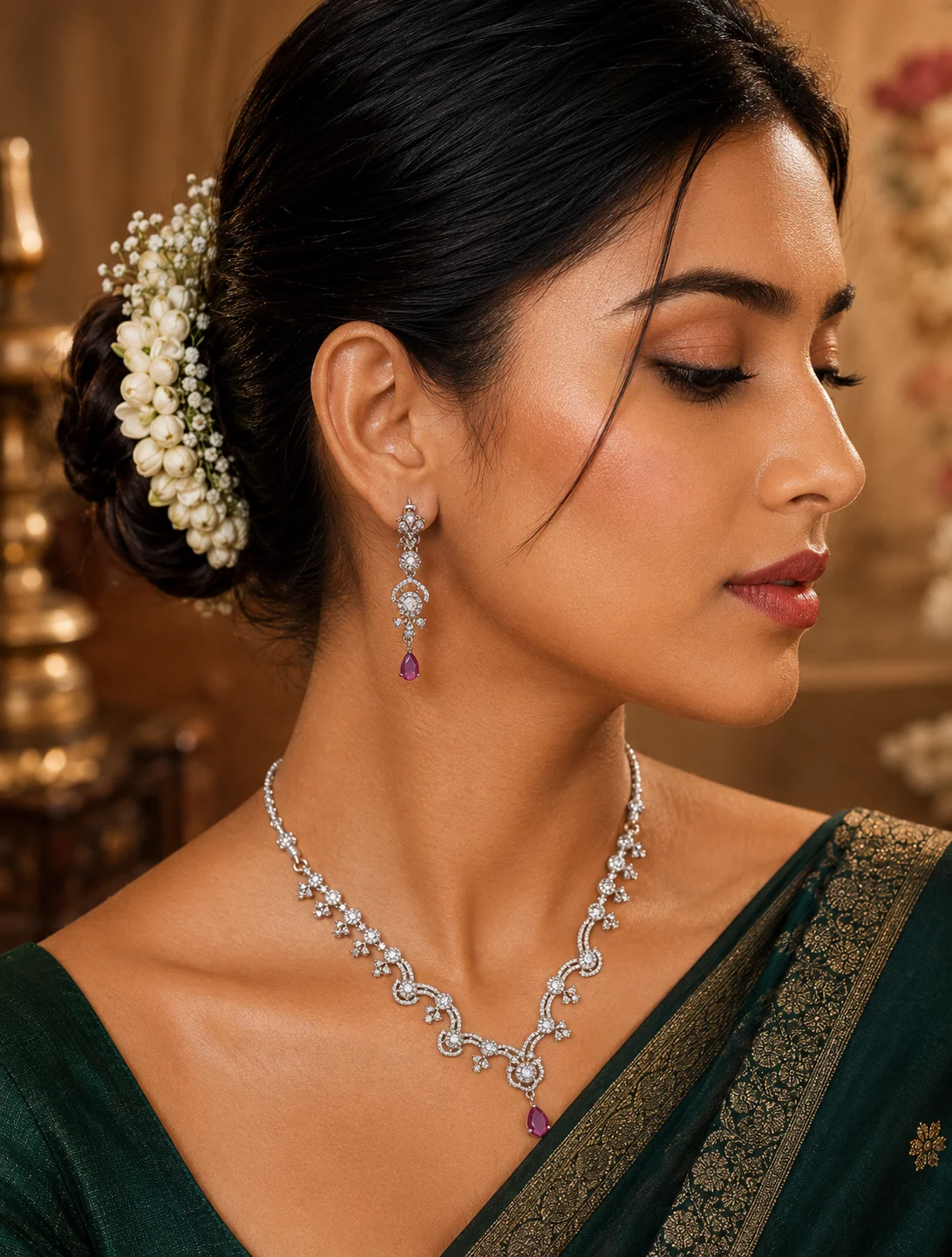 Rhodium Plated Necklace Set 0006