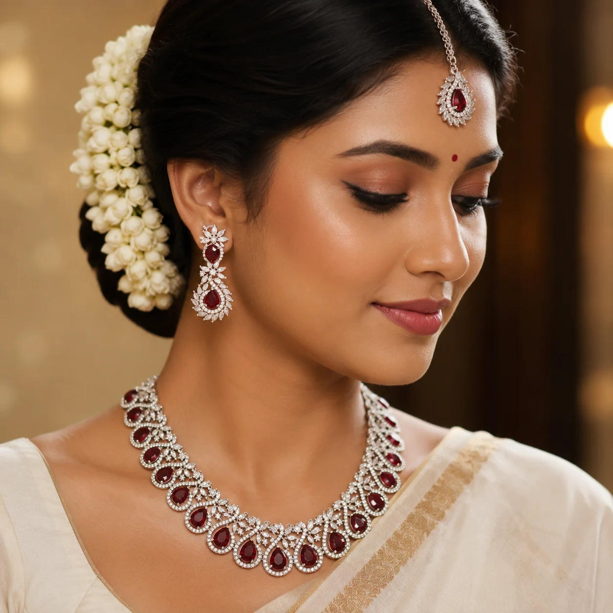 CZ Rhodium Necklace 0005