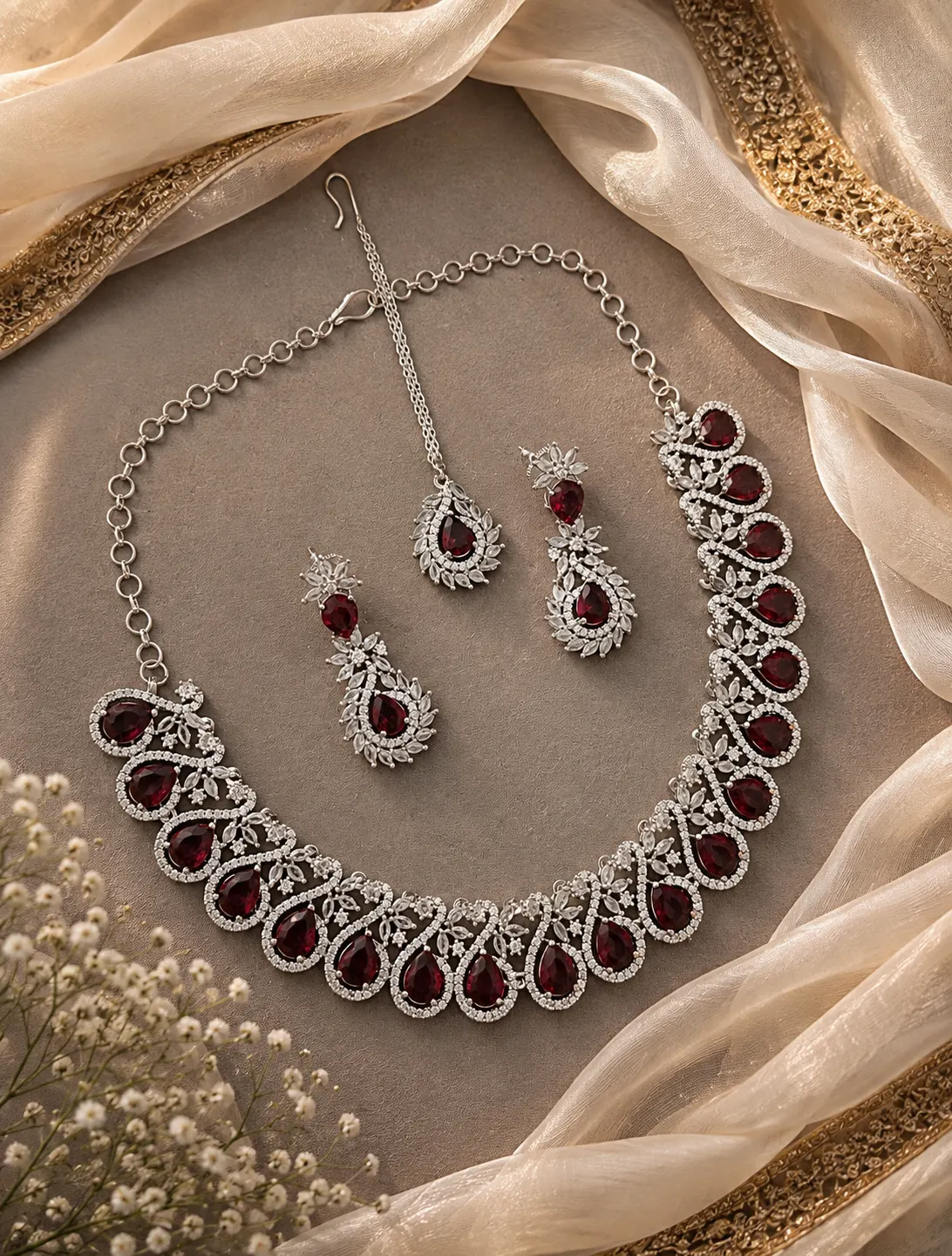 CZ Rhodium Necklace 0005