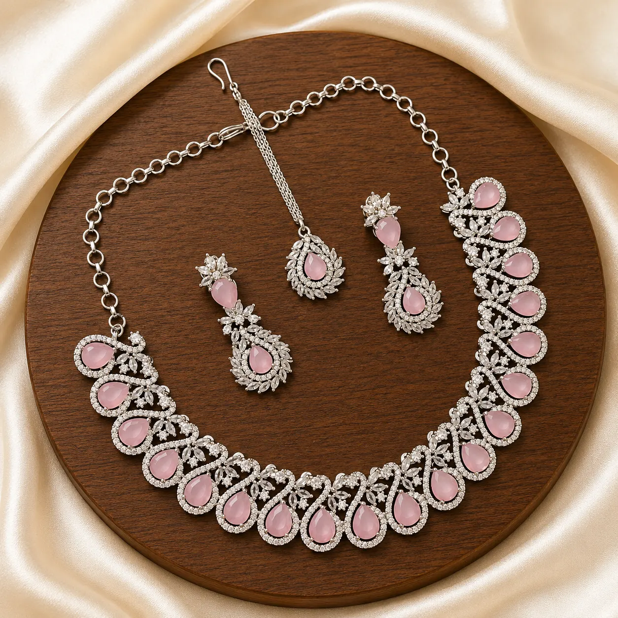 CZ Rhodium Necklace 0005