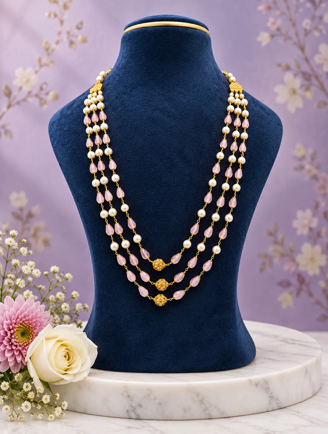 Gold Plated Beads Mala 0007