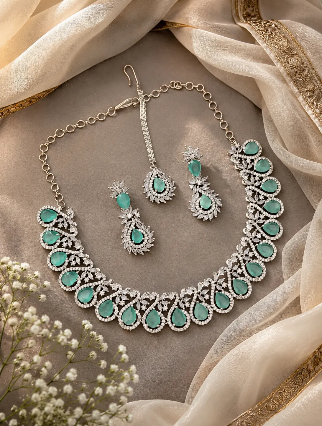 CZ Rhodium Necklace 0005