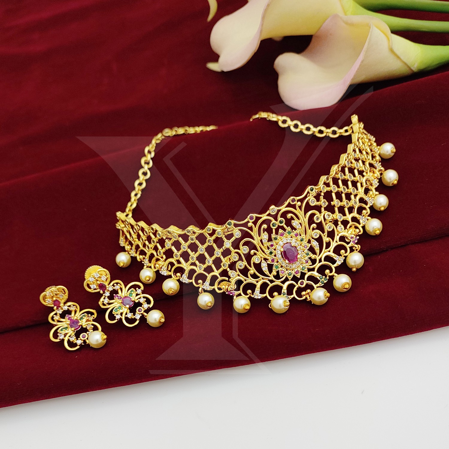 Buy Vandanam Jewellers Premium Traditional CZ Gold-Plated Choker for Women  and Girls at Amazon.in